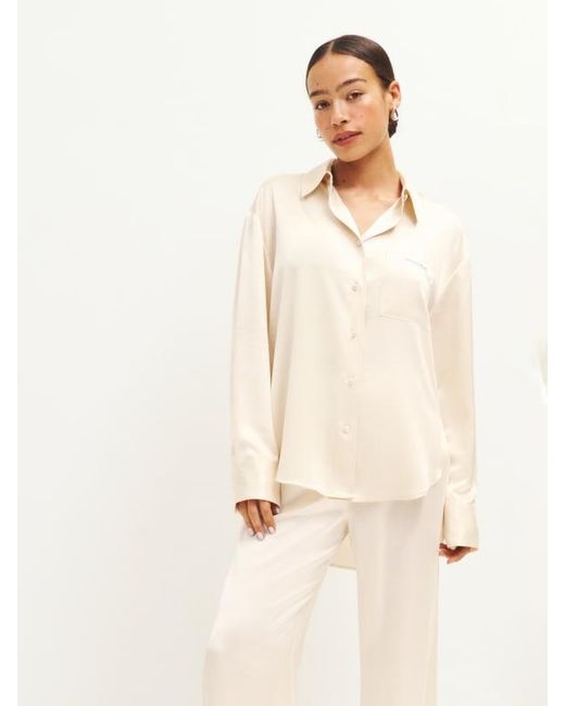 Reformation Natural Will Oversized Satin Shirt
