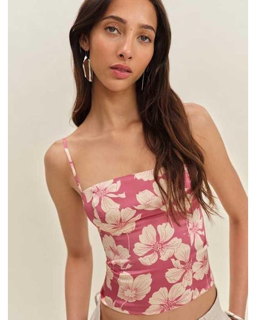 Reformation Pink Overland Silk Top 8