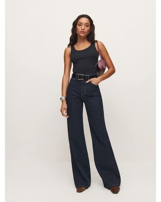 Reformation Blue Fitted Scoop Neck Tank