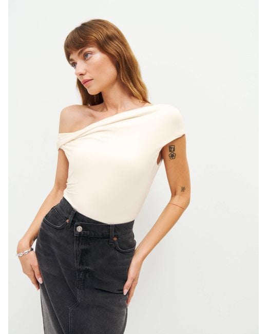 Reformation White Cello Knit Top