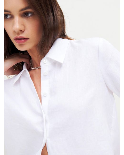 Reformation White Sky Relaxed Linen Top