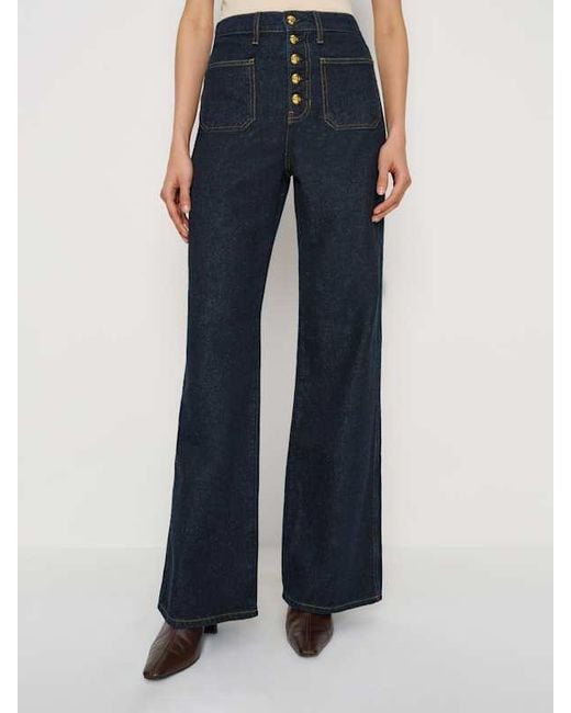 Reformation Blue Cary High Rise Slouchy Wide Leg Jeans Denim