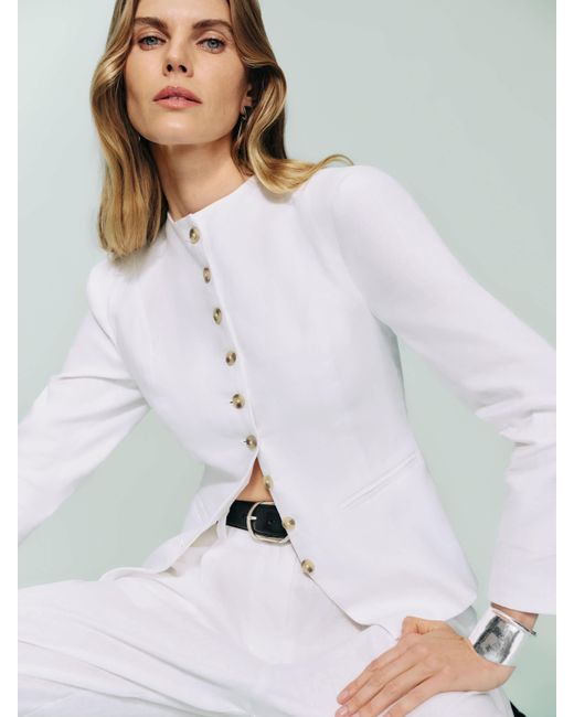 Reformation White Lydia Linen Jacket 2