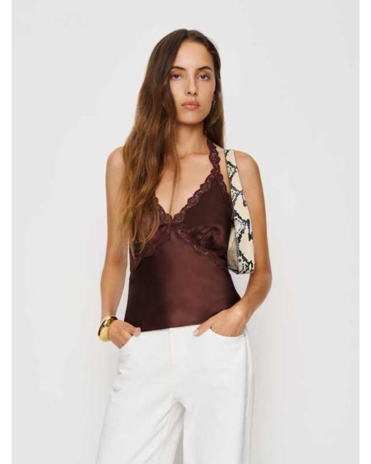 Reformation White Monica Silk Top