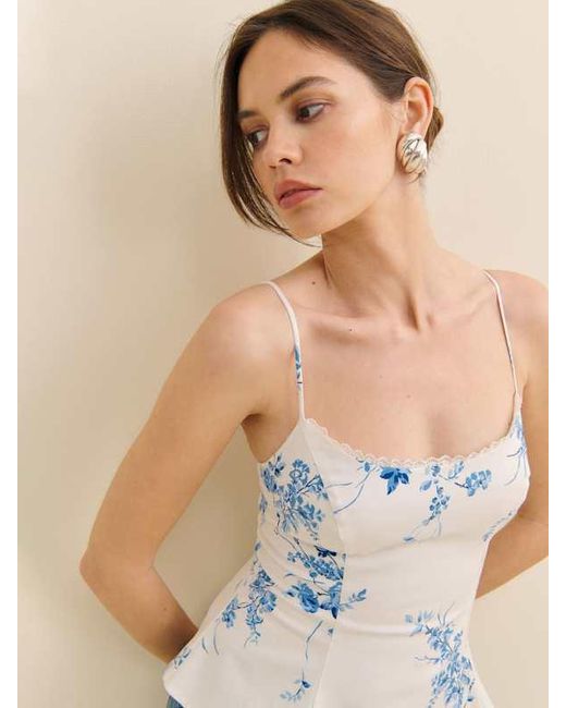 Reformation Blue Genevieve Top Lace 4