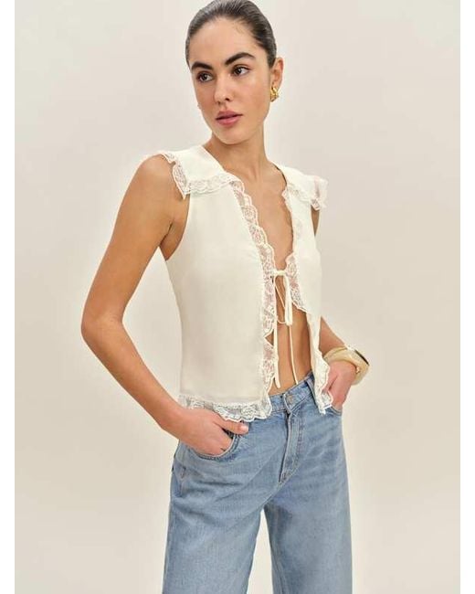 Reformation Blue Clarisse Top