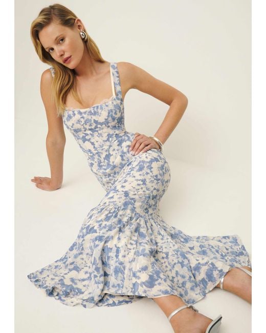 Reformation Blue Irisa Dress Lace 8