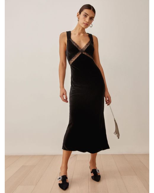 Reformation Black Petites Lorenzo Dress