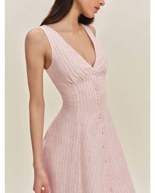 Reformation Sebastien Linen Dress in Natural | Lyst