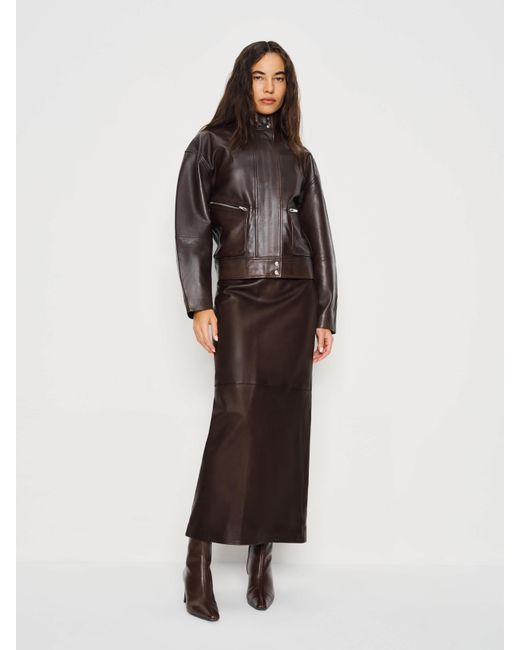 Reformation Brown Veda Cole Low Waist Leather Maxi Skirt 8