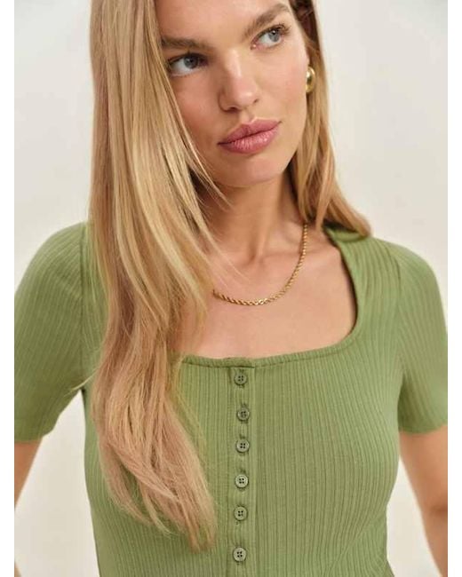 Reformation Green Kaiden Knit Top