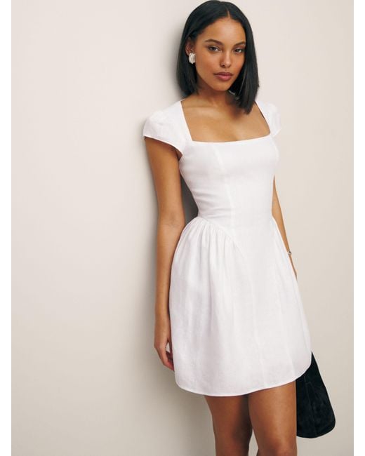 Reformation White Oaklyn Linen Dress