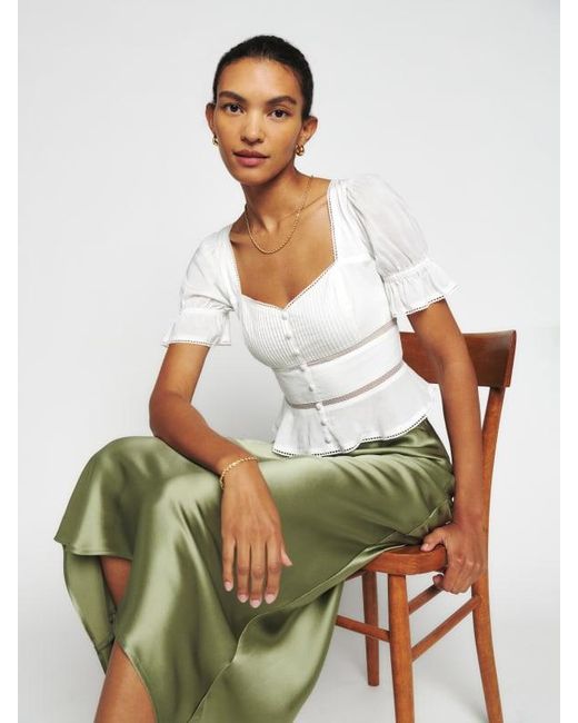 Reformation Daphne Top in White | Lyst