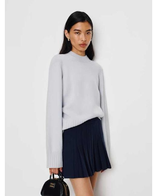 Reformation Blue Mina Regenerative Merino Pleated Skirt