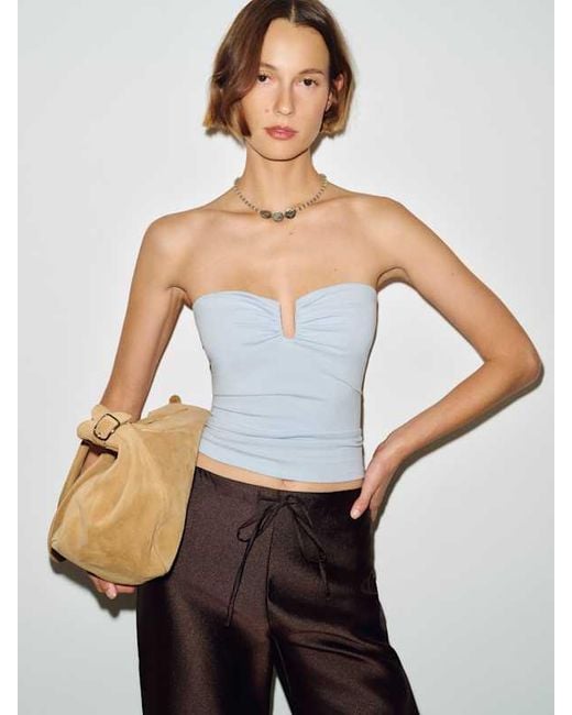 Reformation White Yara Knit Top