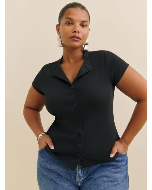 Reformation Black Raelynn Knit Top Es