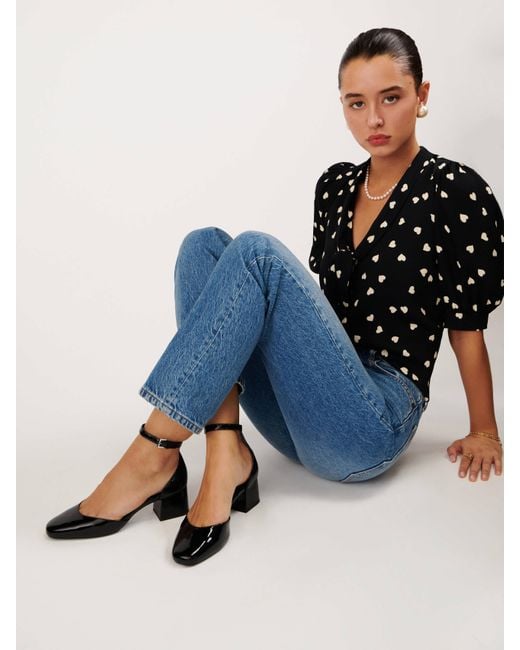 Reformation Blue Mallori Closed Toe Heel