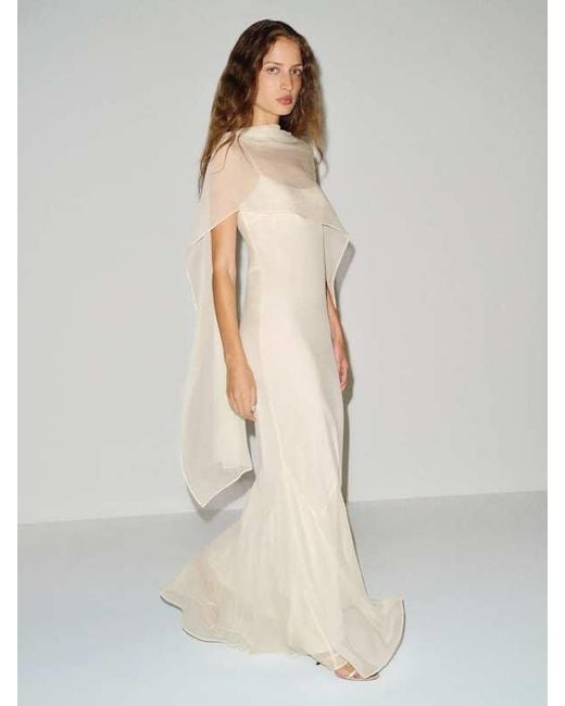 Reformation White Rida Silk Chiffon Dress