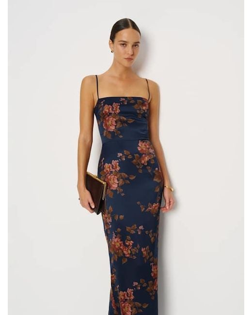 frankie silk dress blue Reformation 0 in Taille:44 Blue mini bodycon dress neck Cord ties with Light Brown