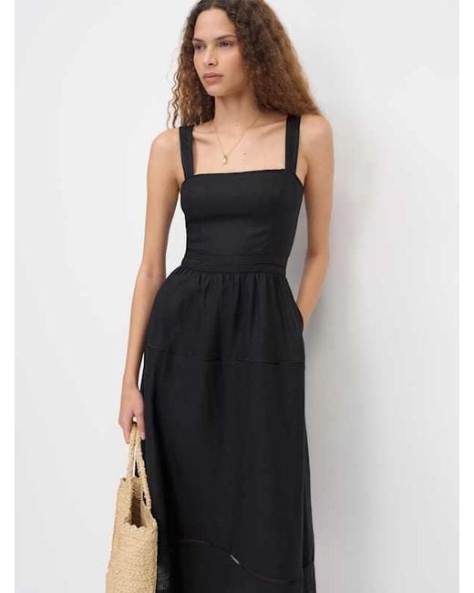 Reformation Black Everett Linen Dress