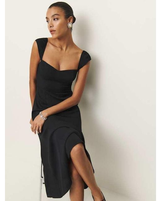 Reformation Black Petites Bryson Dress