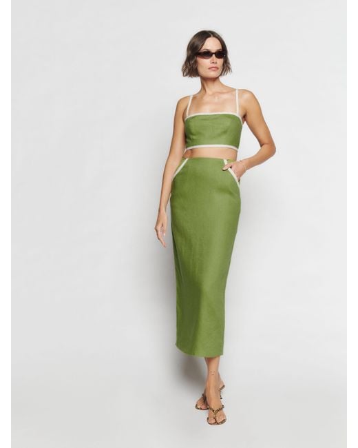 Reformation Elena Linen Two Piece in Green | Lyst Canada