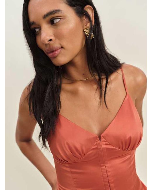 Reformation Red Lumi Silk Top