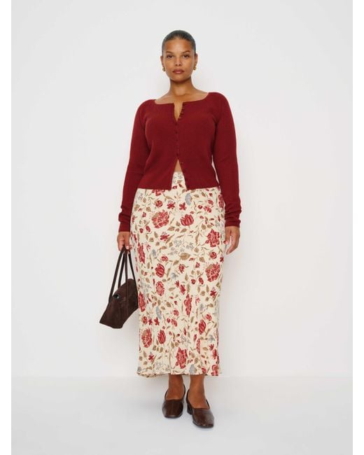 Reformation Red Layla Skirt Es Silk 22