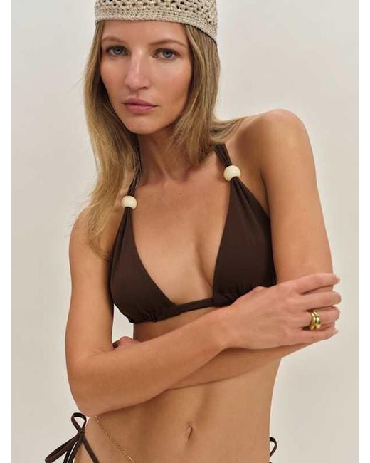 Reformation Brown Hana Bikini Top