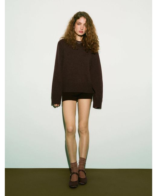 Reformation Brown Cove Cashmere Oversized Crew Sweater