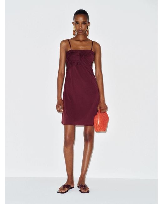 Reformation Red Vintage Jean Paul Gaultier Ruched Dress