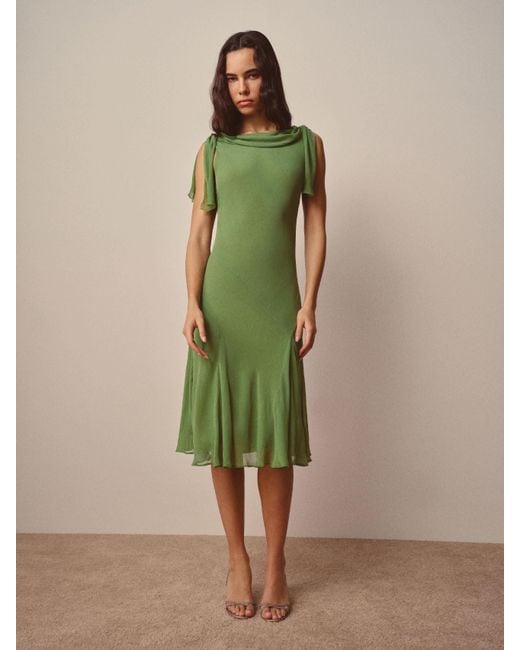 jade green dresses uk Reformation Oleta Dress in forest green emerald green bridesmaid dresses