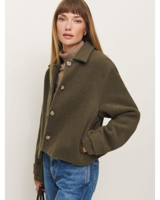 Reformation Green Relaxed Collared Jacket