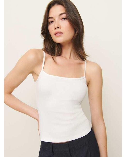 Reformation Natural Sleeveless Straight Neckline Tank
