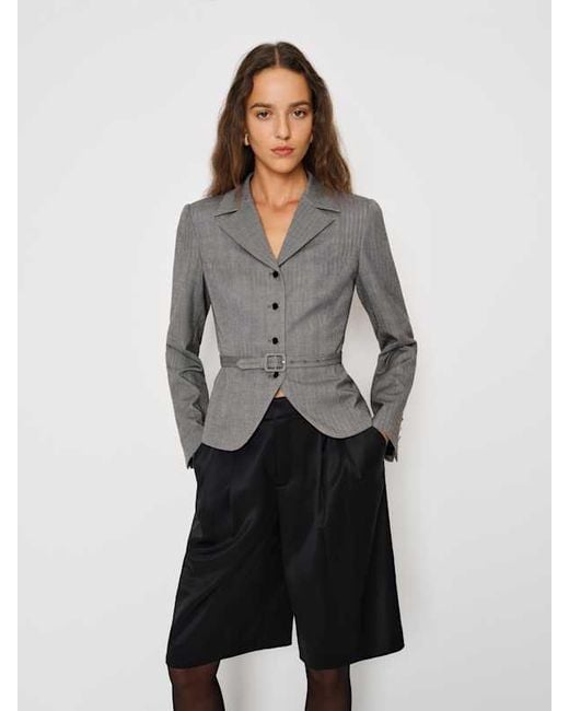 Reformation Gray Mabel Jacket Herringbone