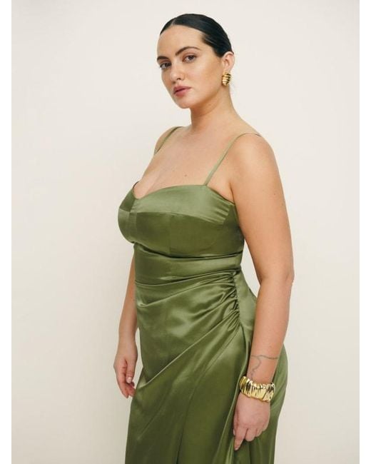 Reformation Green Marguerite Silk Dress Es