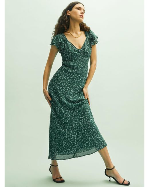 Reformation Green Lisola Dress