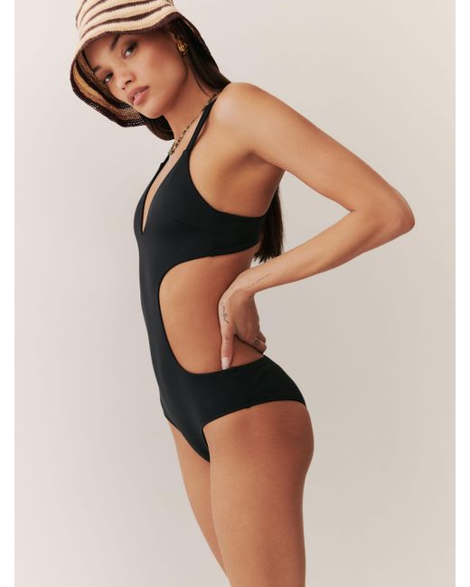 Reformation Black Paddle One Piece Swimsuit