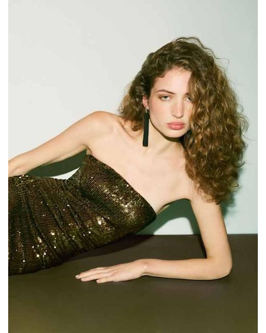 Reformation Ellison Knit Dress Sparkle in Green | Lyst