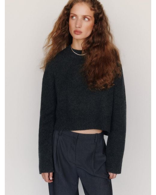 Reformation Blue Remy Regenerative Wool Crew Sweater