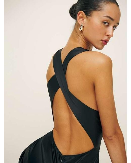 Reformation Black Casette Silk Dress
