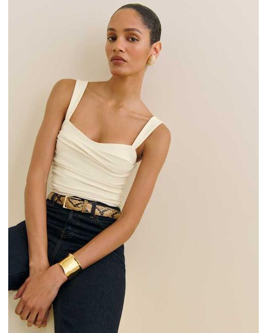 Reformation White Trish Knit Top