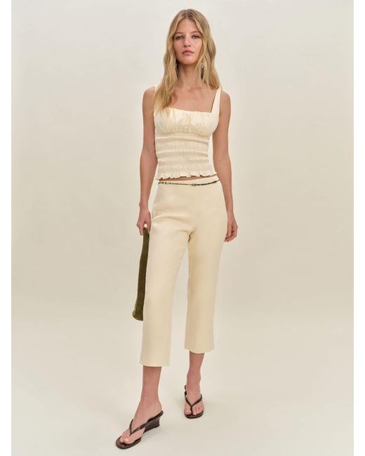 Reformation Natural Petites Petra Linen Low Rise Pedal Pusher Pant