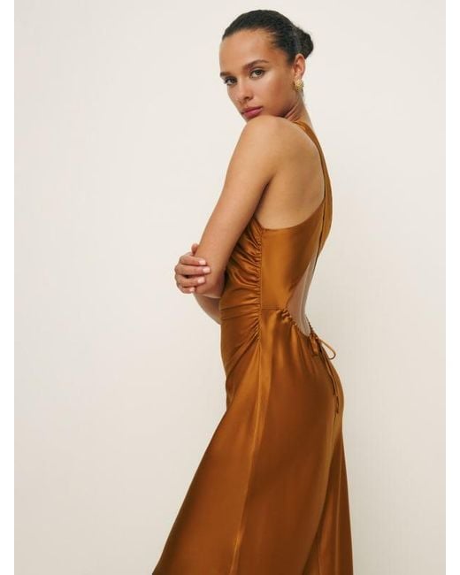 Reformation Anaiis Silk Dress in Natural | Lyst