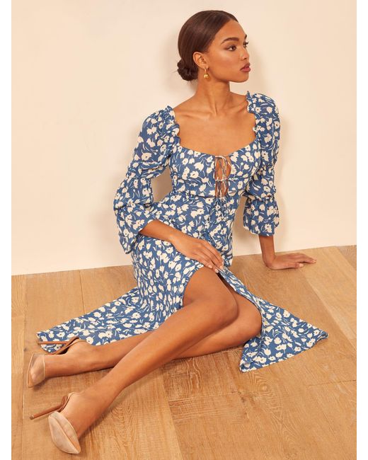 Reformation Roberta Dress in Blue | Lyst Australia