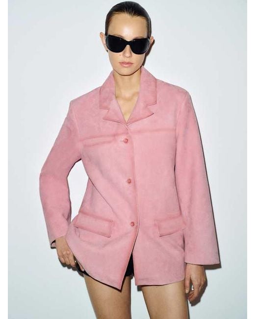 Reformation Pink Veda Rhodes Suede Jacket