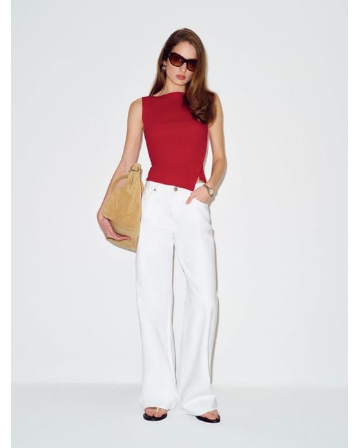 Reformation White Hudson Knit Top
