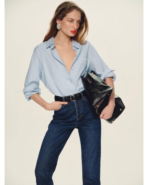 Reformation Blue Eli Oversized Shirt