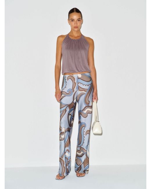 Reformation White Gale Satin Mid Rise Bias Pant