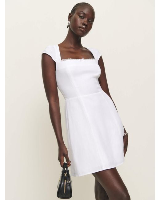 Reformation White Loula Linen Dress 8